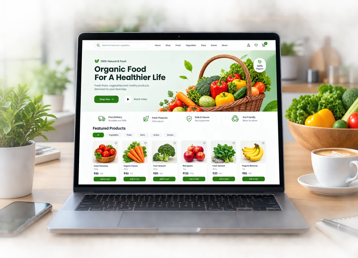 Digital marketing agency organic food store project